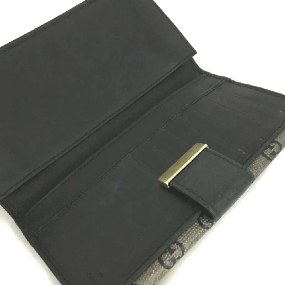 Authentic GUCCI GG Crystal Coated Leather Long Bifold Wallet Navy blue